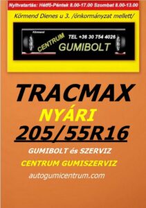 205 55R16 tracmax-uj-nyari-gumi-gumibolt-es-szerviz-centrum-gumiszerviz-kormend-nyari-gumi