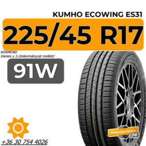 225 45 R17 91W Kumho Ecowing ES31 centrum gumiszerviz kft-gumibolt és szerviz-