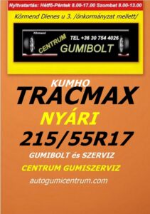 215 55R17 tracmax-uj-nyari-gumi-gumibolt-es-szerviz-centrum-gumiszerviz-kormend-nyari-gumi