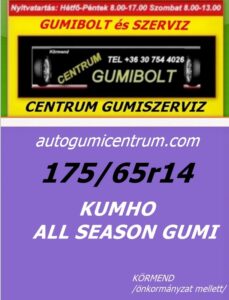 175 65r14 kumho all seasn gumi- centrum gumiszerviz-autogumicentrum-gumibolt és szerviz-kormend-kumho négyévszakos gumik