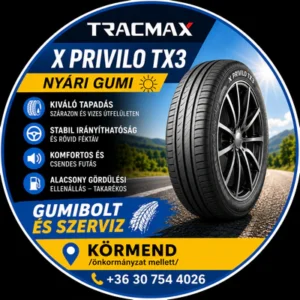 Tracmax X Privilo TX3 nyári gumi. Körmend - gumibolt és szerviz.