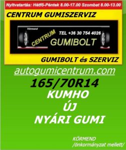 165 70R14 kumho új nyári gumi- centrum gumiszerviz-autogumicentrum-gumibolt és szerviz-kormend
