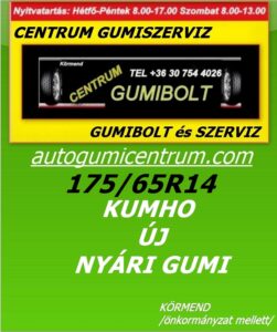 175 65R14 kumho új nyári gumi- centrum gumiszerviz-autogumicentrum-gumibolt és szerviz-kormend