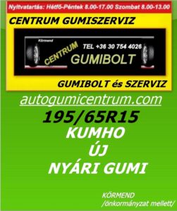 195 65R15 kumho új nyári gumi- centrum gumiszerviz-autogumicentrum-gumibolt és szerviz-kormend
