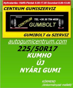 225 50R17 kumho új nyári gumi- centrum gumiszerviz-autogumicentrum-gumibolt és szerviz-kormend