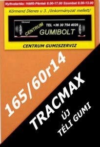 165 60r14 TRACMAX új téli gumi - új téli gumik - centrum gumiszerviz - gumibolt és szerviz
