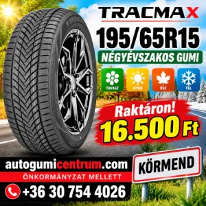 195 65R15 Tracmax négyévszakos gumi-Raktáron!
