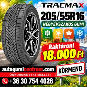 205 55R16 Tracmax négyévszakos gumi-Raktáron!