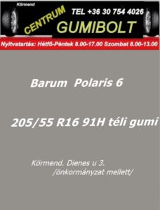 205 55r16 Barum új téli gumi - Barum Polaris 6 205 55 R16 91H téli gumi