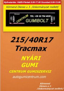 215 40R17 Tracmax nyári gumi - Tracmax nyári gumi - nyári gumi - nyárigumi