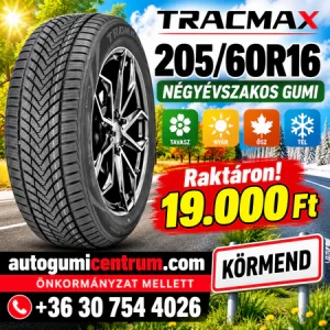 205 60R16 Tracmax négyévszakos gumi-Raktáron!
