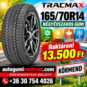 165 70R14 Tracmax négyévszakos gumi-Raktáron!