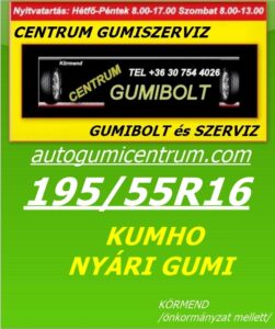 195 55R16 KUMHO nyári gumi - uj-nyari-gumi-centrum-gumiszerviz- 195 55R16 KUMHO nyári gumik