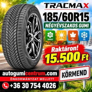 185 60R15 Tracmax négyévszakos gumi-Raktáron!